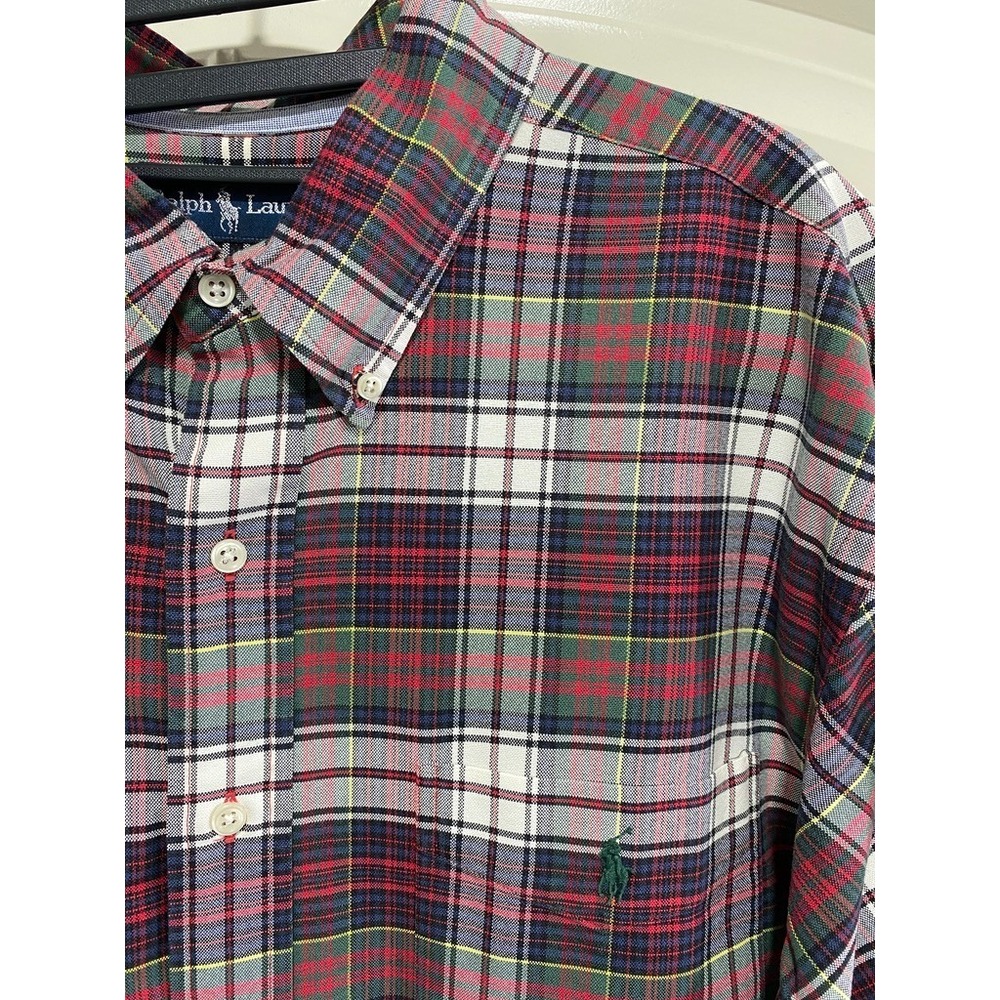 Polo Ralph Lauren Mens XL Red Plaid Button Down Shirt Long Sleeve 100% Cotton